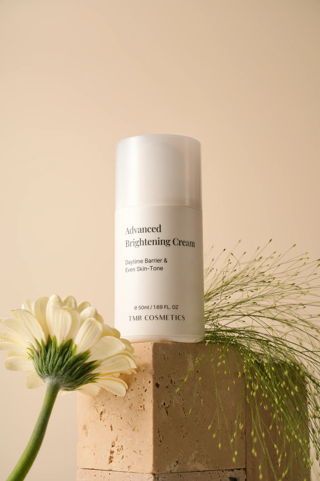 TMR Advanced Brightening Cream formulated with arbutin and aloe extract to physically defend the skin from daily environmental stressors while promoting a transparent, even skin tone. Apply each morning before makeup.