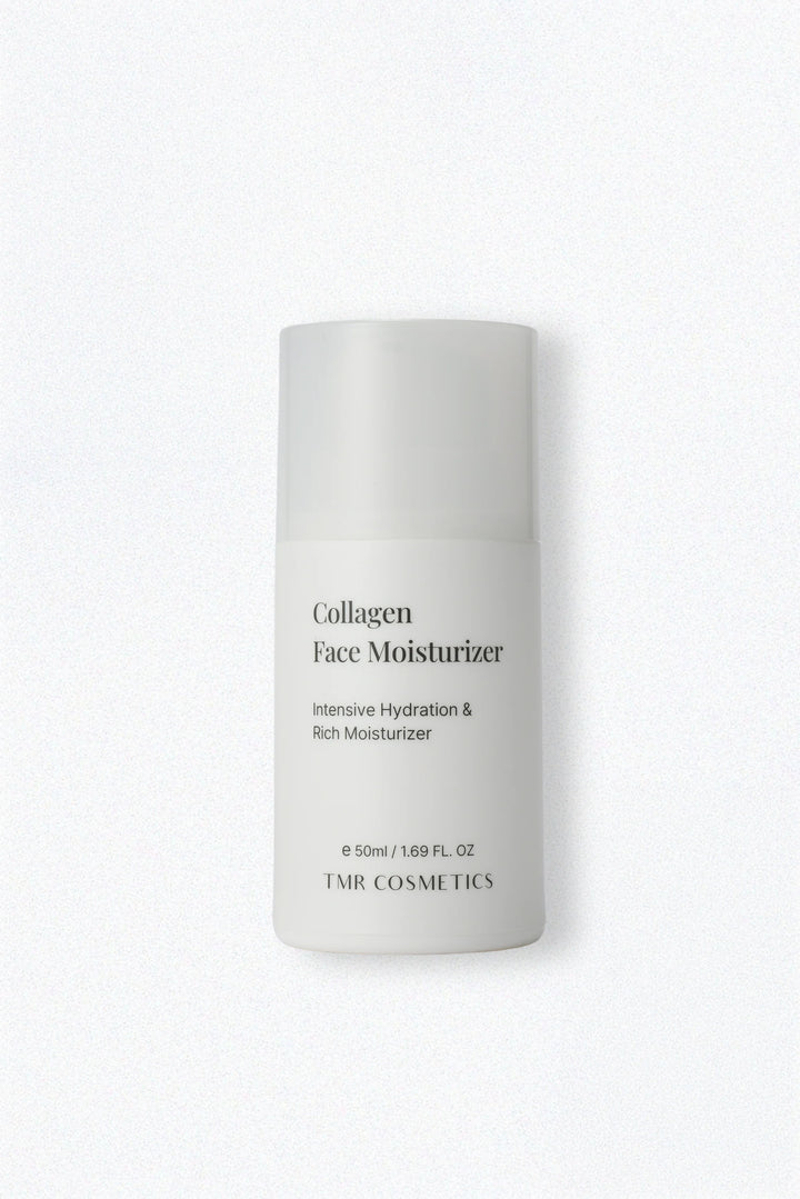 TMR Collagen Face Moisturizer formulated with hydrolyzed collagen to deeply hydrate, improve skin elasticity, and address early signs of aging.